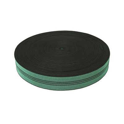 الصين عرض 50 ملم PP أريكة حزام مطاط اللون الأخضر مع 3 خطوط سوداء المزود