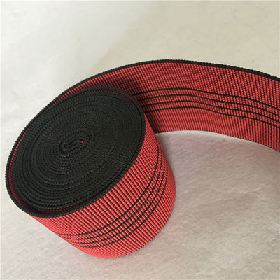 الصين 3 بوصة أريكة حزام مطاط 70 مم العرض الأحمر 50 ٪ -60 ٪ استطالة مع خطوط سوداء المزود