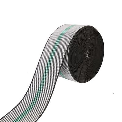 الصين قوي 3 بوصة أريكة مرنة حزام 70 ملم عرض رمادي اللون مع خطوط خضراء المزود